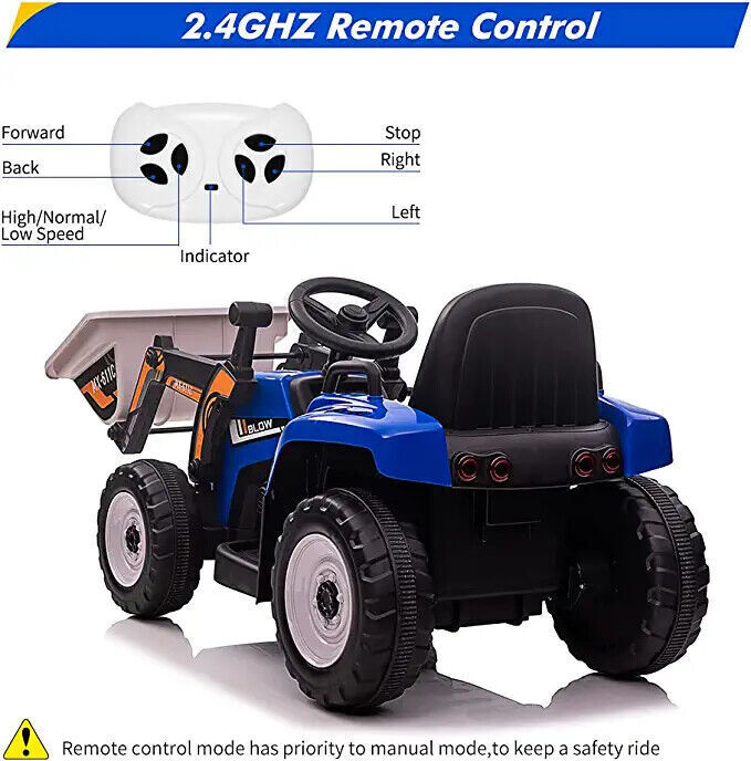 Electric Excavator Toy Vehicle for Kids with 12V Battery and 7-LED Headlights - Perfect Gift for Young Builders!