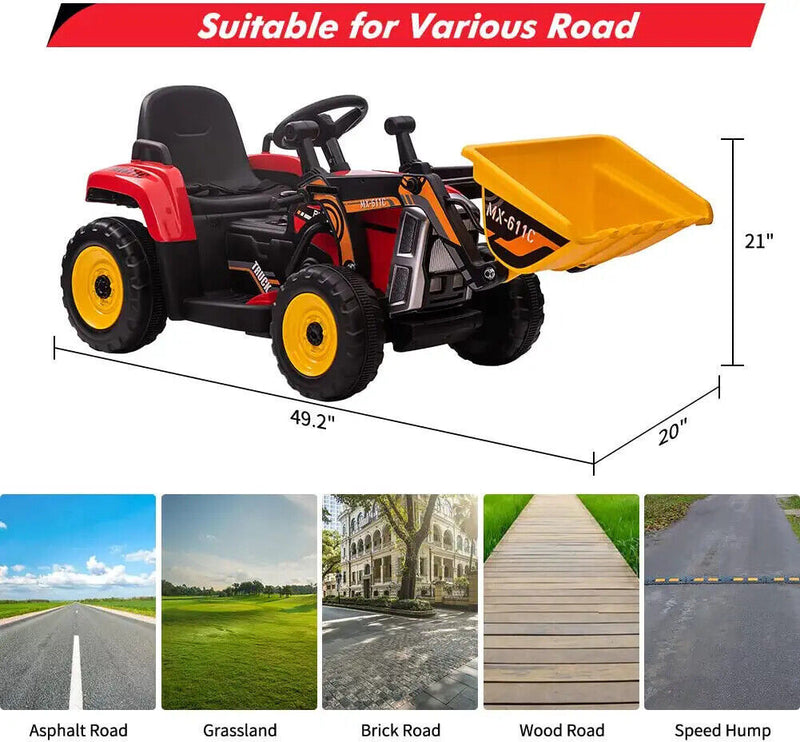 Electric Excavator Toy Vehicle for Kids with 12V Battery and 7-LED Headlights - Perfect Gift for Young Builders!