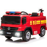Electric Fire Truck Ride-On Toy for Kids with Remote Control, LED Lights, and MP3 Player - 12V