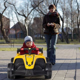 Electric Formula Racing Car for Kids with Remote Control - Yellow