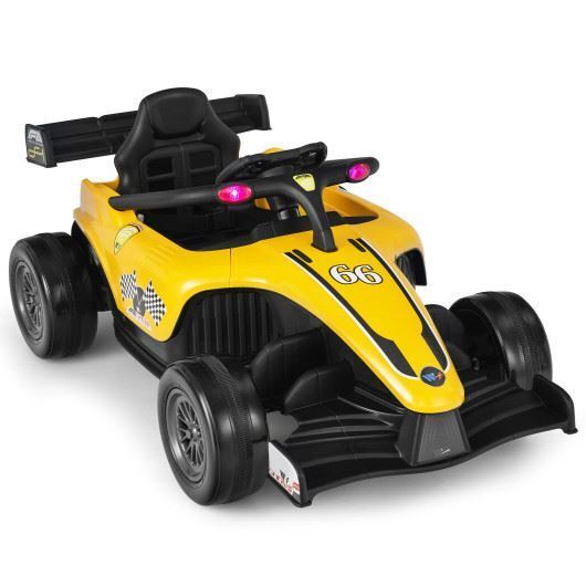 Electric Formula Racing Car for Kids with Remote Control - Yellow