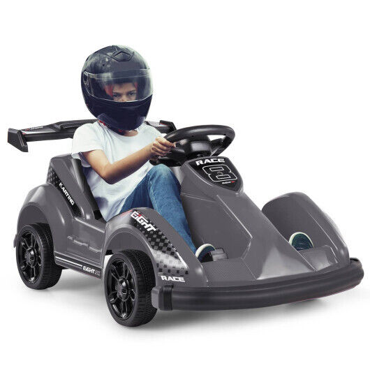 Electric Go Cart for Kids with Remote Control and Safety Belt - Black