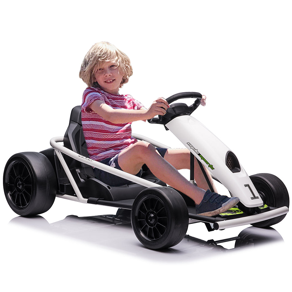 Electric Go Cart with 24V Battery, 300WX2 Motors, and 8MPH High Speed Drifting Capability