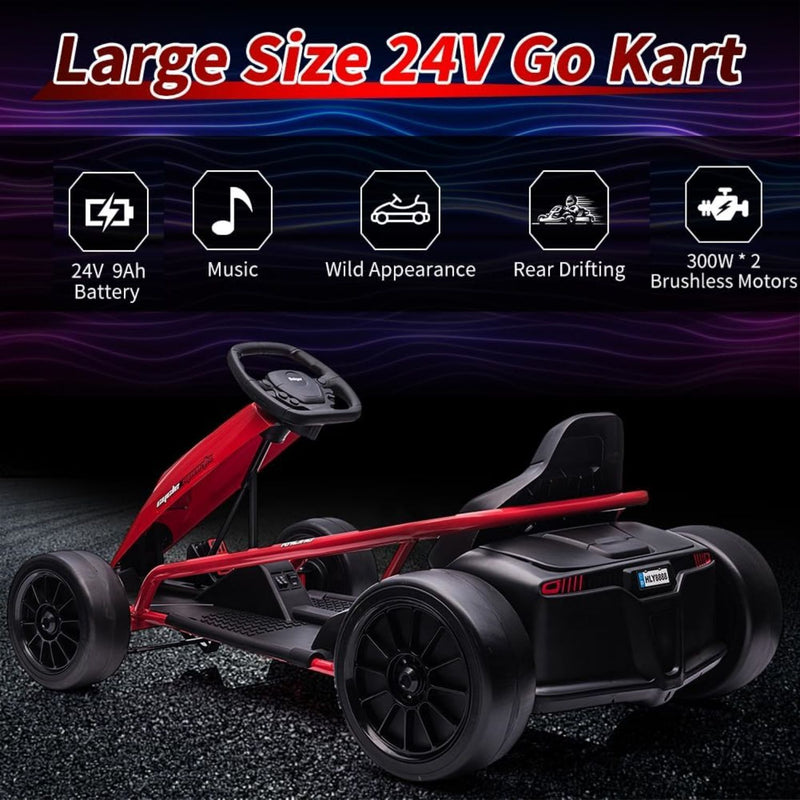 High-Speed Electric Go Kart for Kids - Perfect Racing Toy Gift (24V, 8MPH)