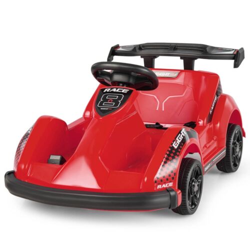 Electric Go Kart for Kids with Bumper, Music, and 4 Wheels - 6V Battery Powered Ride-On Racer