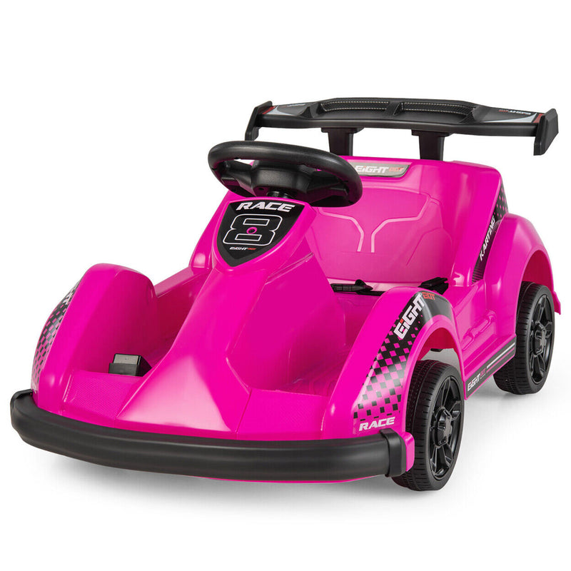 Electric Go Kart for Kids with Bumper, Music, and 4 Wheels - 6V Battery Powered Ride-On Racer