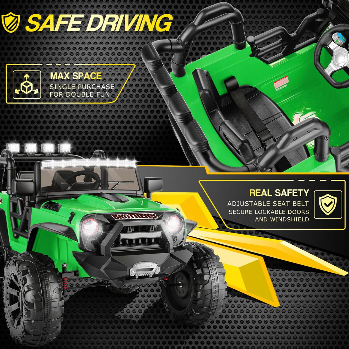 Electric Jeep Ride-On Car for Kids - 24V with Remote Control, LED Lights, and MP3/AUX Compatibility