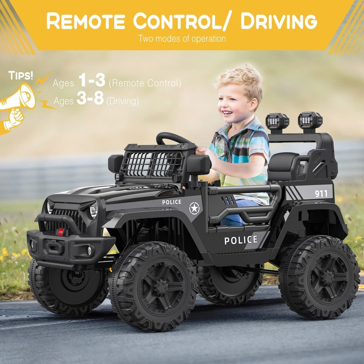 Electric Jeep Toy Truck for Kids - 12V Ride On Car with Remote Control - Perfect Christmas Gift