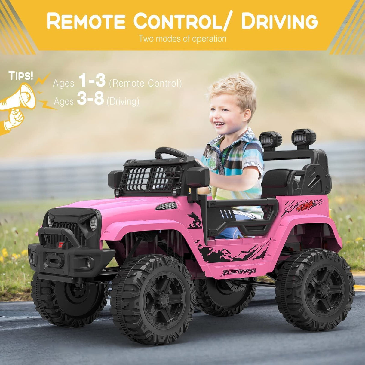 Electric Jeep Toy Truck for Kids - 12V Ride On Car with Remote Control - Perfect Christmas Gift