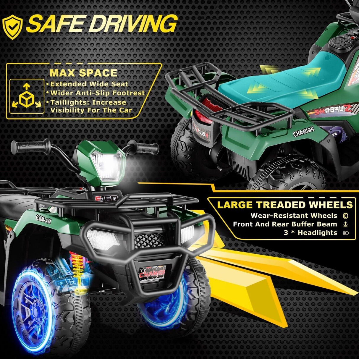 Electric Kids 4-Wheeler ATV Quad Ride On Car with LED Light and Music