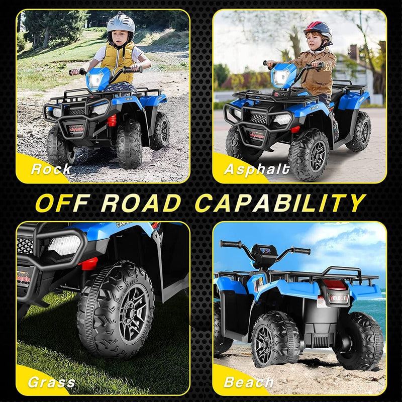 Electric Kids ATV 4-Wheeler Quad Car with MP3 Player - Blue