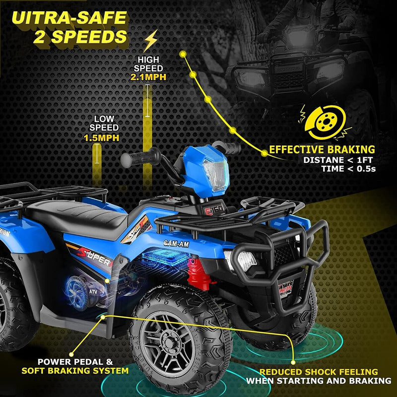 Electric Kids ATV 4-Wheeler Quad Car with MP3 Player - Blue