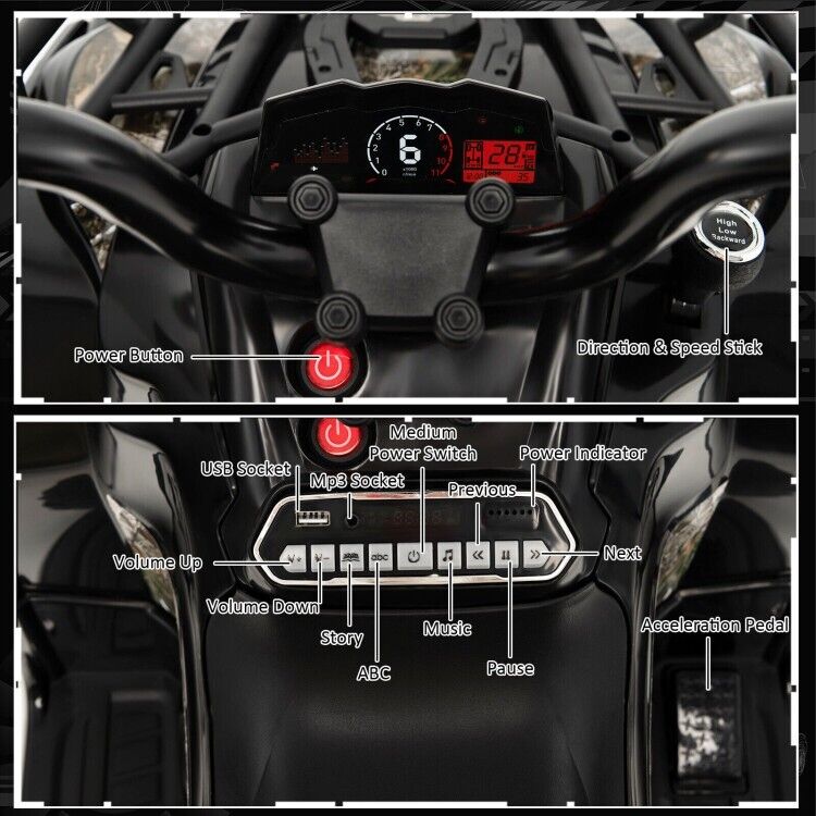 Electric Kids ATV 4 Wheeler with MP3 Player and Headlights - 2 Speeds for Exciting Driving Experience