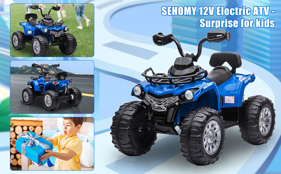 Electric ATV Quad 4-Wheeler Ride On Toy for Kids with LED Lights and USB Port