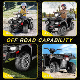 Electric Kids ATV Ride On Car with Music, LED Lights, and USB - Black Quad 4-Wheeler