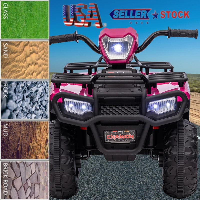 Kids 12V ATV with AUX & USB, Music & LED Lights - Battery-Powered 4 Wheeler