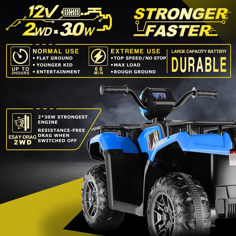 Electric Kids ATV Ride On Car with Music, LED Lights, and USB Charger - 12V 4-Wheeler for Endless Fun!