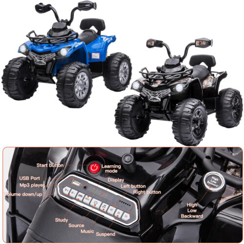 Electric Kids ATV Toy Car with LED Lights, Music, and USB - 12V Quad 4-Wheeler