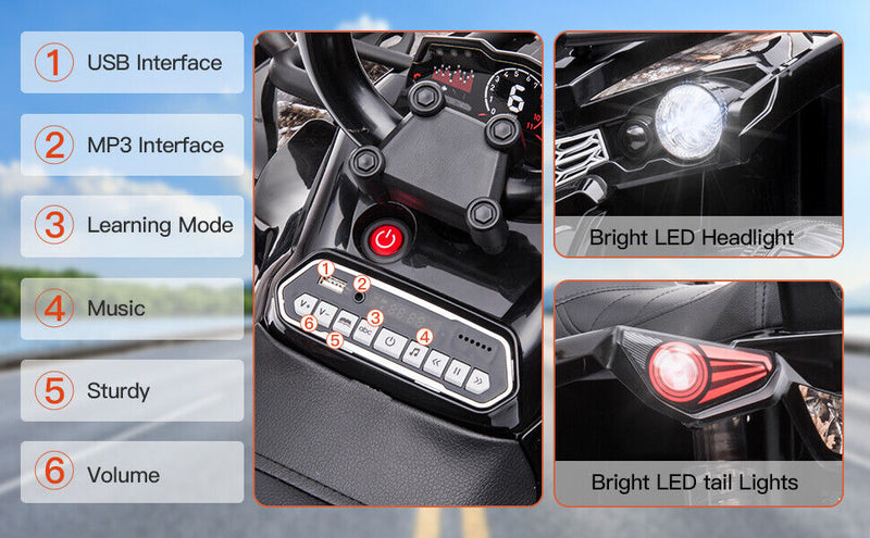 Electric Kids ATV Toy Car with LED Lights, Music, and USB - 12V Quad 4-Wheeler