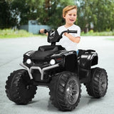 Electric Kids ATV with LED Lights and Treaded Tires - Black