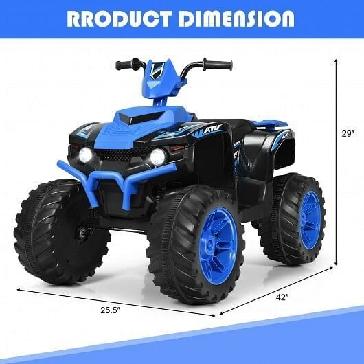 Electric Kids ATV with LED Lights and Treaded Tires - Navy Blue