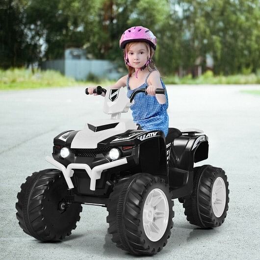 Electric Kids ATV with LED Lights and Treaded Tires - White