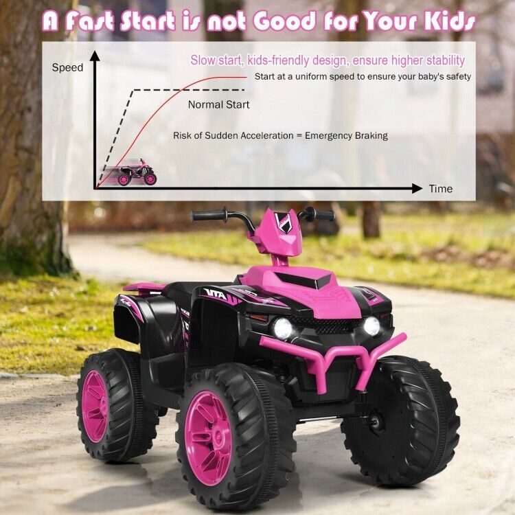 Electric Kids ATV with Manual Drive, LED Lights, and Treaded Tires - Fun Vehicle Toy for Children