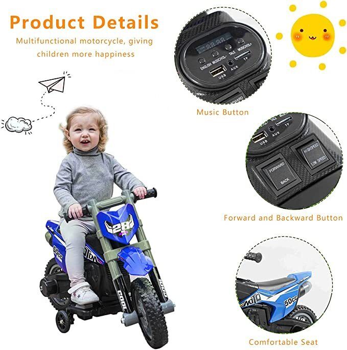 Electric Kids' Off-Road Motorcycle with Training Wheels - Perfect Gift for Little Riders