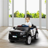 Electric Kids Police SUV Ride-On Car with Remote Control, LED Lights, Music, and Horn