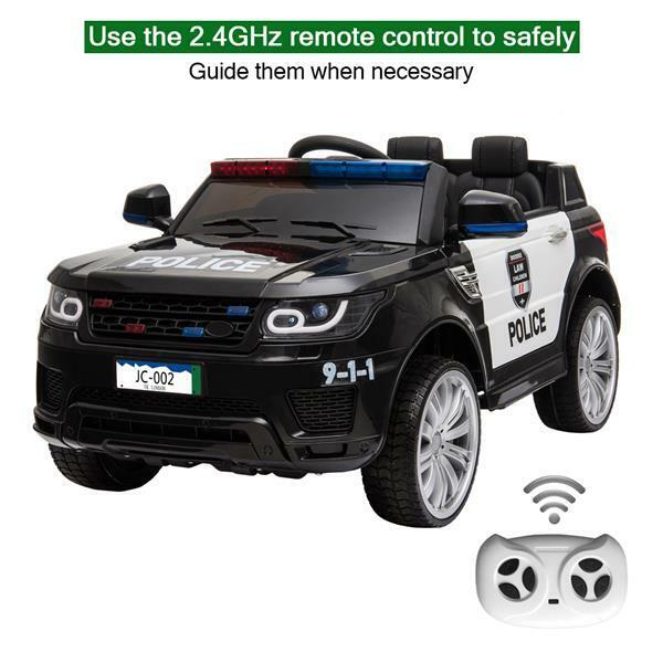 Electric Kids Police SUV Ride-On Car with Remote Control, LED Lights, Music, and Horn