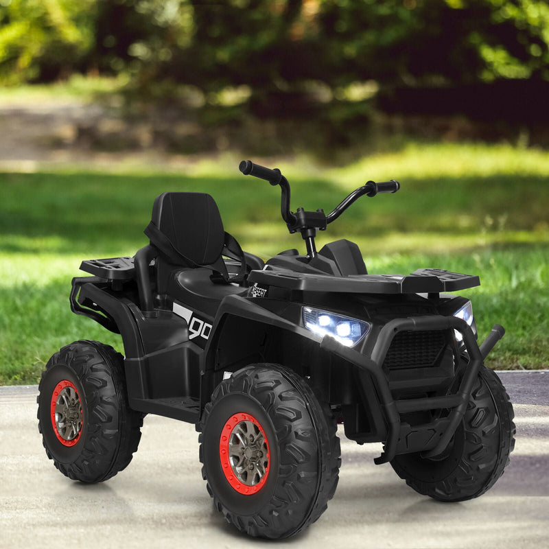 Electric Kids Ride On ATV 4-Wheeler Quad with LED Lights in Black - 12V
