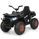 Electric Kids Ride On ATV 4-Wheeler Quad with LED Lights in Black - 12V