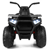 Electric Kids Ride On ATV 4-Wheeler Quad with LED Lights in Black - 12V