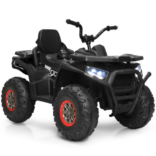 Electric Kids Ride On ATV 4-Wheeler Quad with LED Lights in Black/Red/White