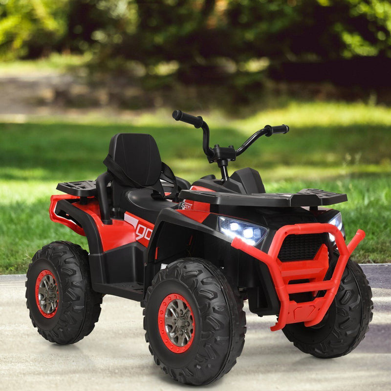 Electric Kids Ride On ATV 4-Wheeler Quad with LED Lights in Black/Red/White