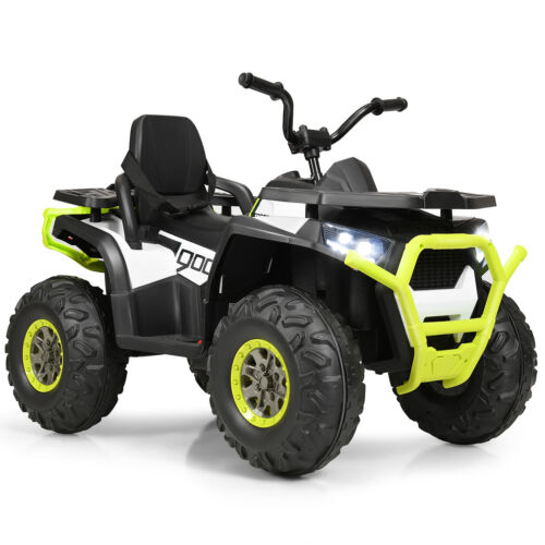 Electric Kids Ride On ATV 4-Wheeler Quad with LED Lights in White - 12V