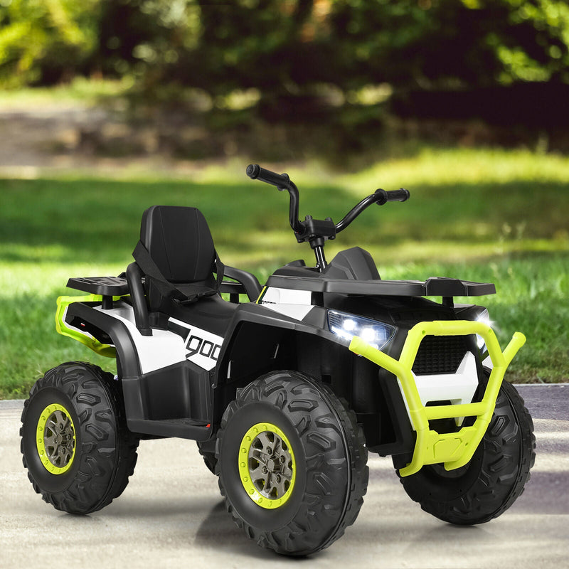 Electric Kids Ride On ATV 4-Wheeler Quad with LED Lights in White - 12V