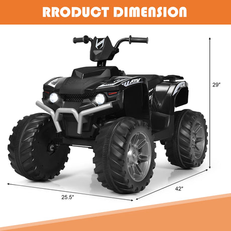 Electric Kids Ride On ATV 4-Wheeler Quad with Music and LED Lights - Black