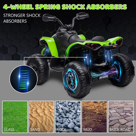 Electric Kids Ride On ATV 4-Wheeler Quad with Music and LED Lights - Green