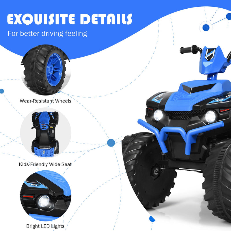 Electric Kids Ride On ATV 4-Wheeler Quad with Music and LED Lights - Navy