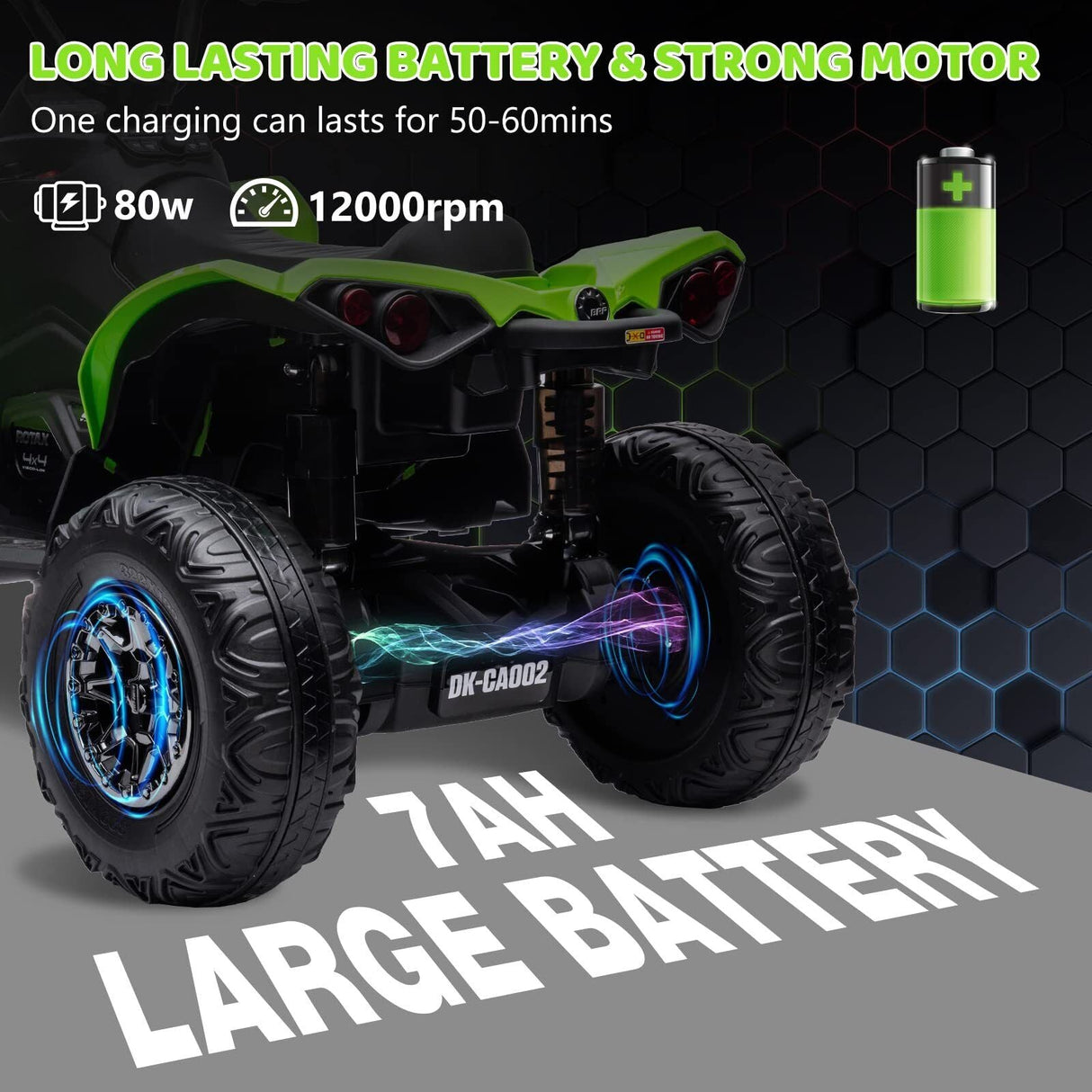 Electric Kids Ride On ATV 4-Wheeler with Music and LED Lights - All-Terrain Fun!