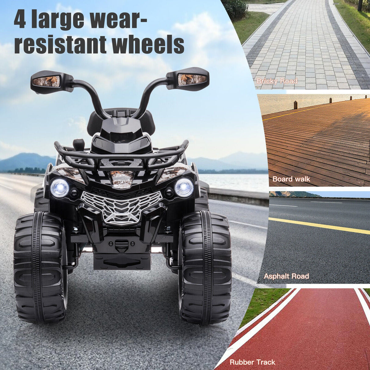 Electric Kids Ride-On Beach Car ATV Truck with 2 Speeds, MP3, Lights, and Music