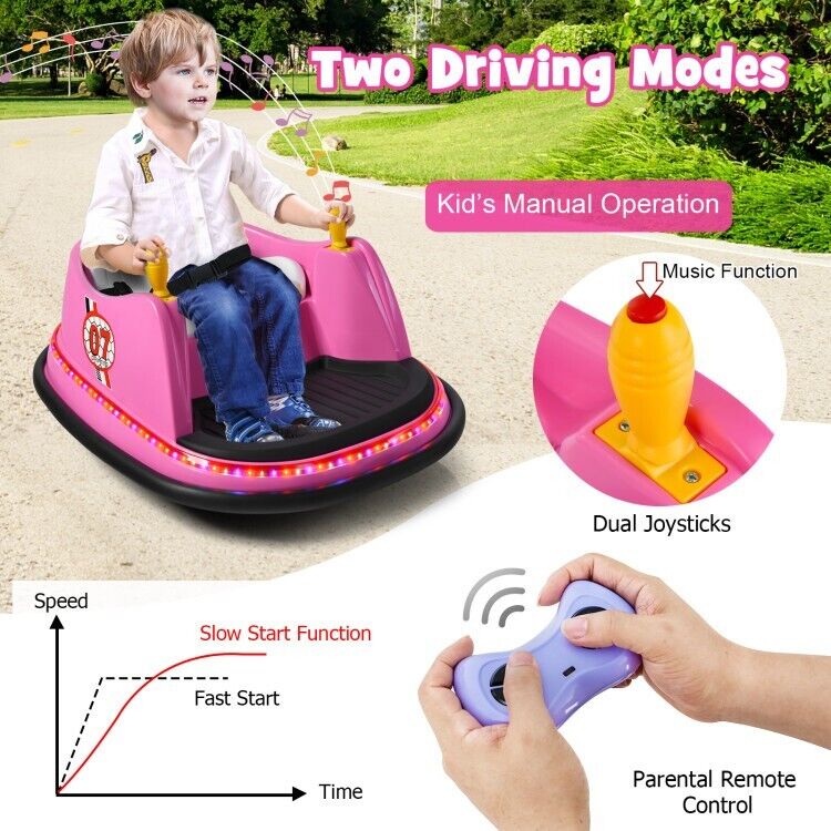 Electric Kids Ride-On Bumper Car with Flashing Lights - Perfect Toddler Gift!