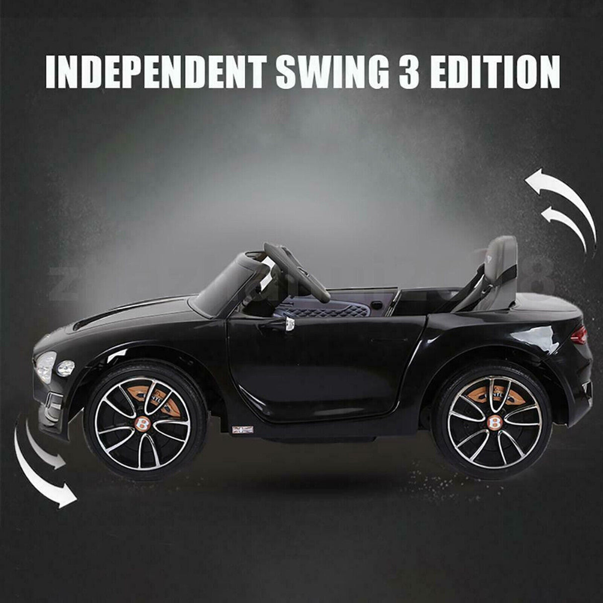 Electric Kids Ride-On Car Bentley Style with Remote Control and LED Lights - Black