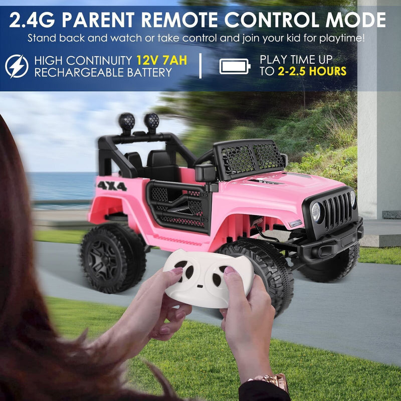 Electric Ride-On Jeep for Kids with Remote Control, Bluetooth, LED Lights, and MP3 Player
