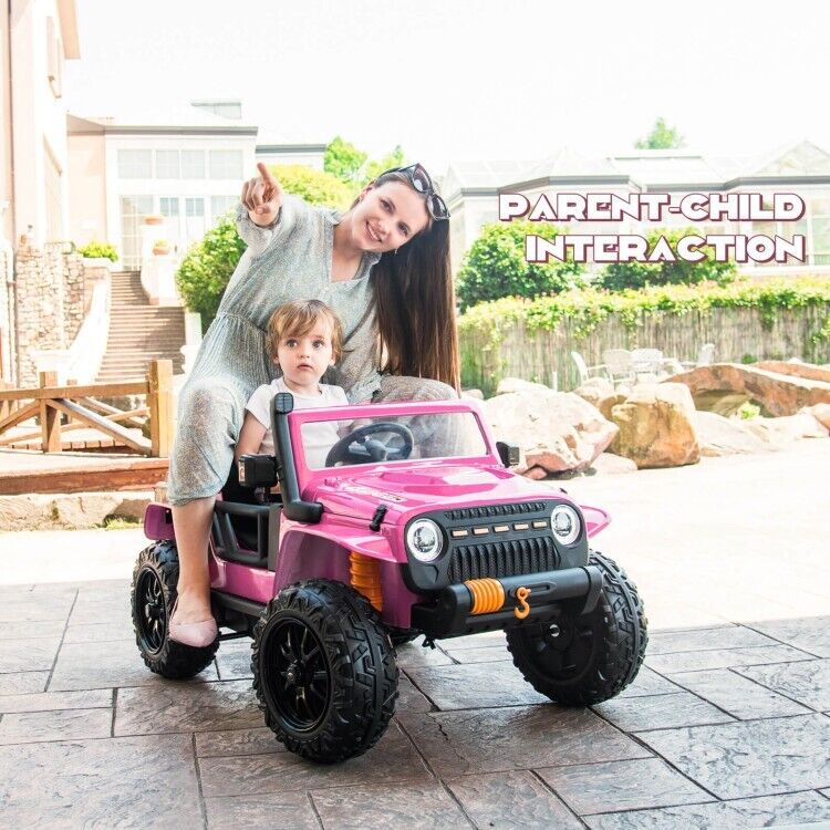 Electric Kids Ride On Car Truck Toy with Parent Remote Control and LED Lights - Pink