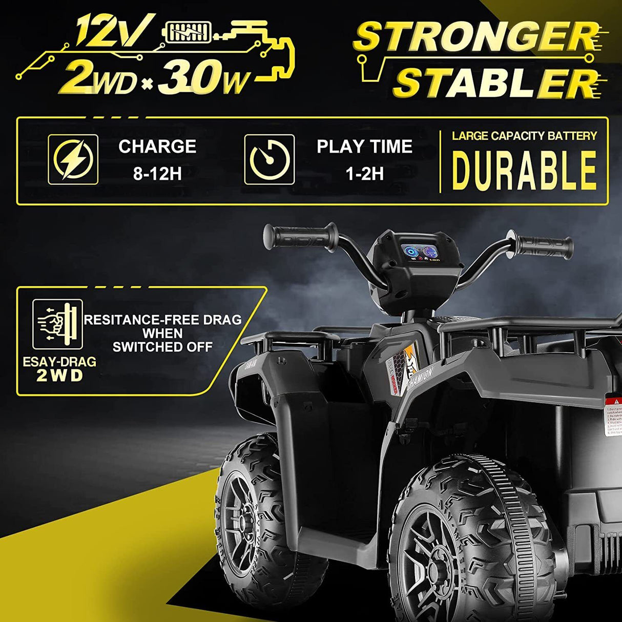 Electric 4-Wheeler ATV Quad for Kids with LED Lights, USB and MP3 Compatibility - Ideal for Boys and Girls