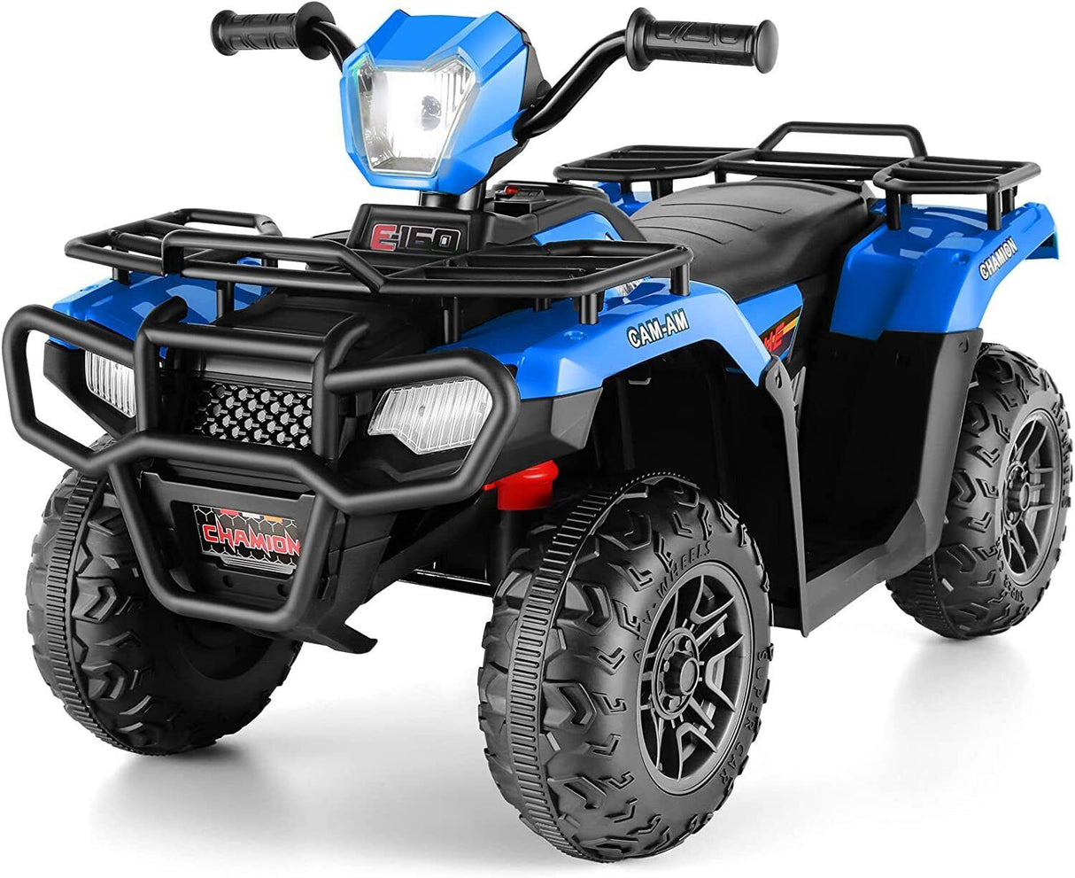 Electric Vehicle with Dual Speed Options, Treaded Tires, and LED Lights - Powered by 12V Battery