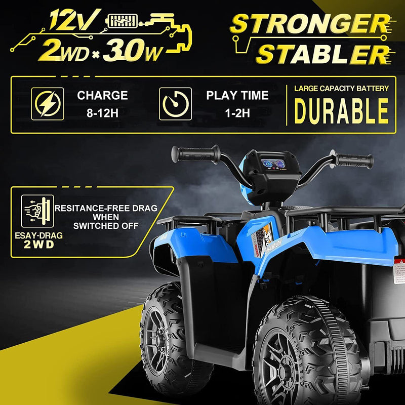 Electric ATV 4-Wheeler for Kids with LED Lights and Music - 12V Battery Powered