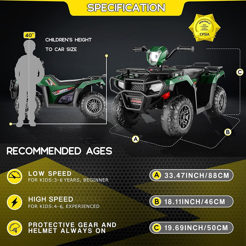 12V Electric ATV Toy Car for Kids with Soft Start and Powerful Battery